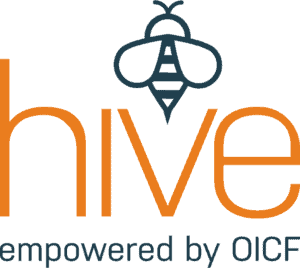 Hive logo with bee