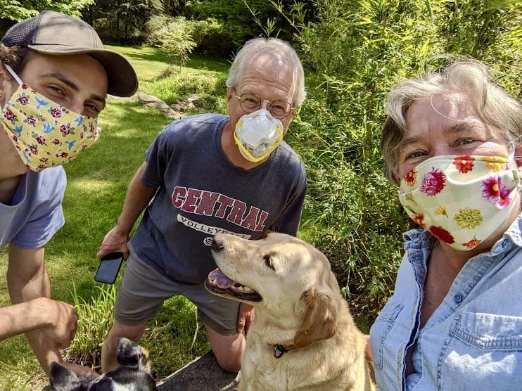 Canty family wearing masks