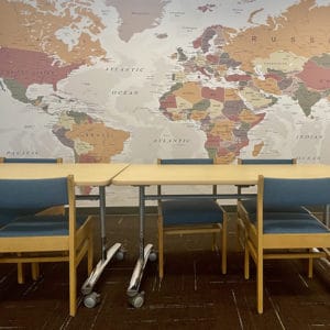 World Map on Wall at OISD Library
