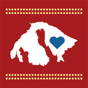 GiveOrcas graphic with heart on island