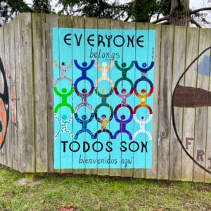 Mural on fence at Salmonberry